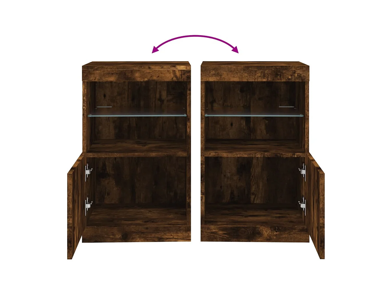 Aparador cômoda armário armário organizador cozinha sala sala com luzes LED 41 x 37 x 67 cm marrom 02_0029885