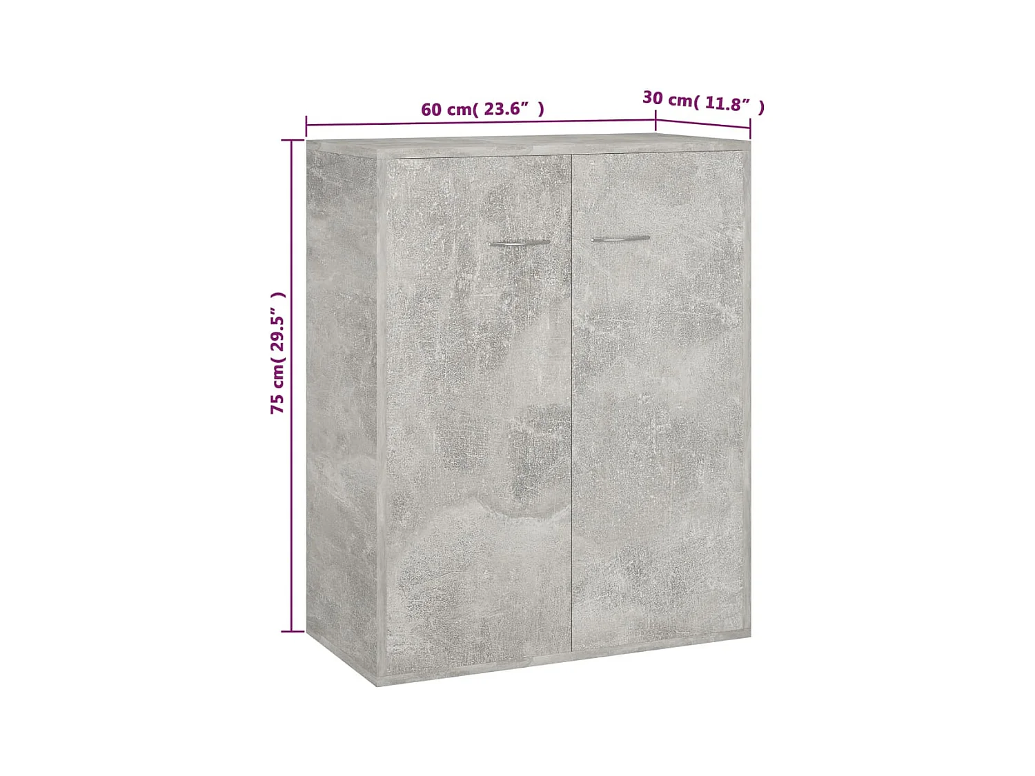 Aparador buffet cómoda mueble mueble de almacenaje organizador cocina salón salón 60 x 30 x 75 cm madera contrachapada gris 02_0031958