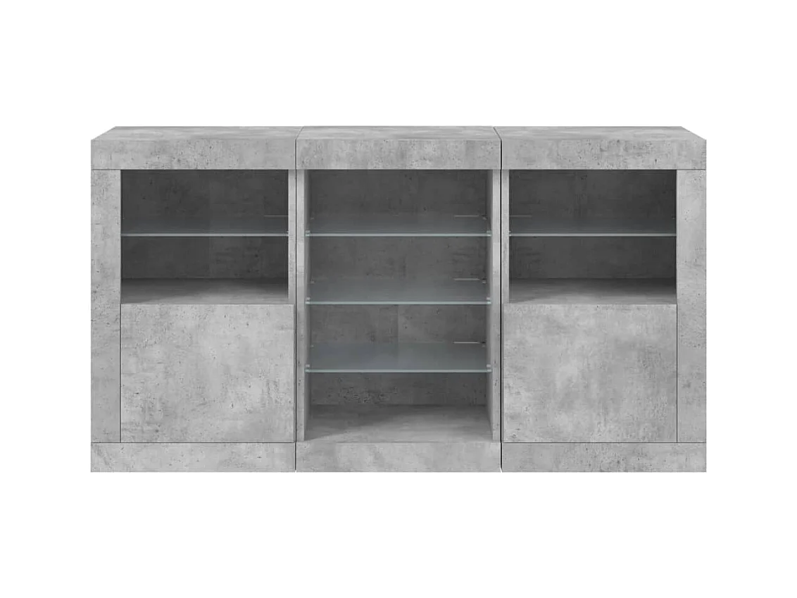 Aparador Cómoda Cómoda Armario Unidad de Almacenamiento Organizador Cocina Salón Salón con Luces LED 123 x 37 x 67 cm Gris 02_0029975