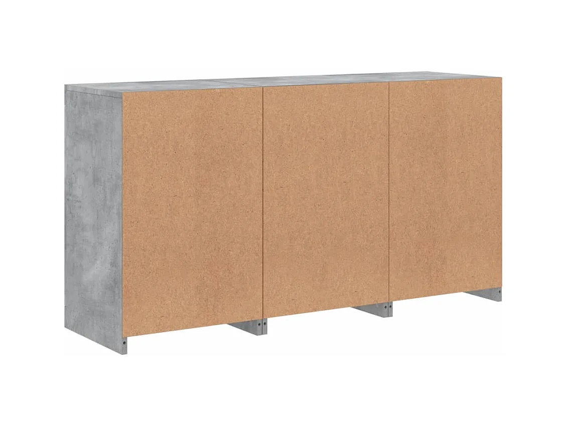 Aparador Cómoda Cómoda Armario Unidad de Almacenamiento Organizador Cocina Salón Salón con Luces LED 123 x 37 x 67 cm Gris 02_0029975