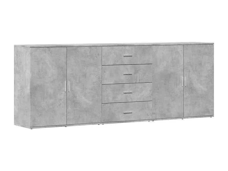 Aparador buffet cómoda gabinete unidad de almacenamiento organizador cocina sala de estar sala de estar 3 piezas madera contrachapada gris 02_0037138