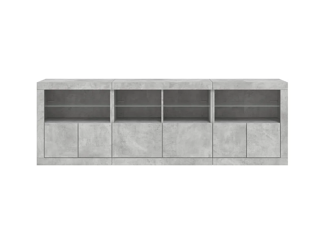 Aparador cómoda cómoda armario mueble organizador cocina salón salón con luces LED 202 x 37 x 67 cm gris 02_0029991