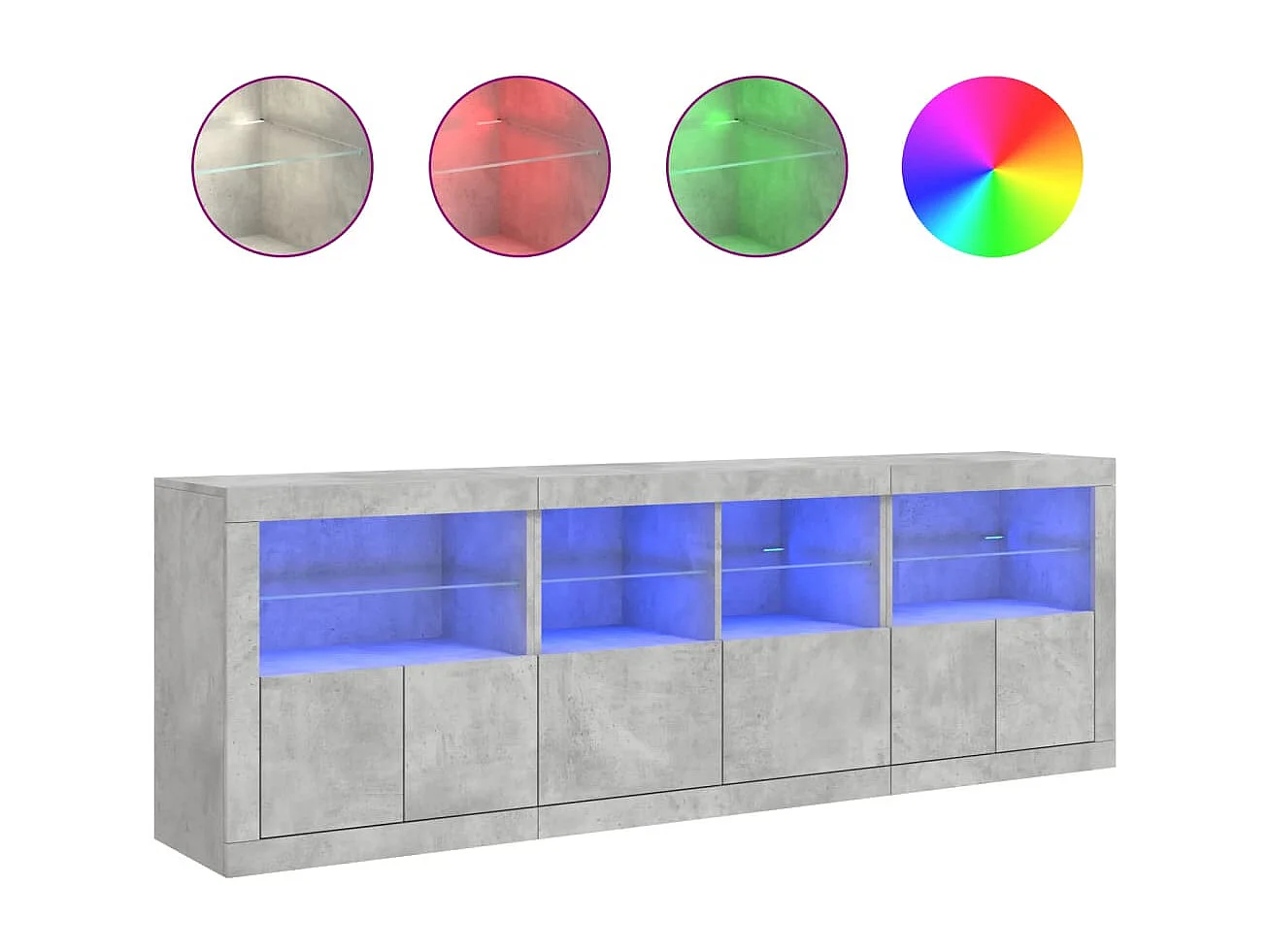 Aparador cómoda cómoda armario mueble organizador cocina salón salón con luces LED 202 x 37 x 67 cm gris 02_0029991