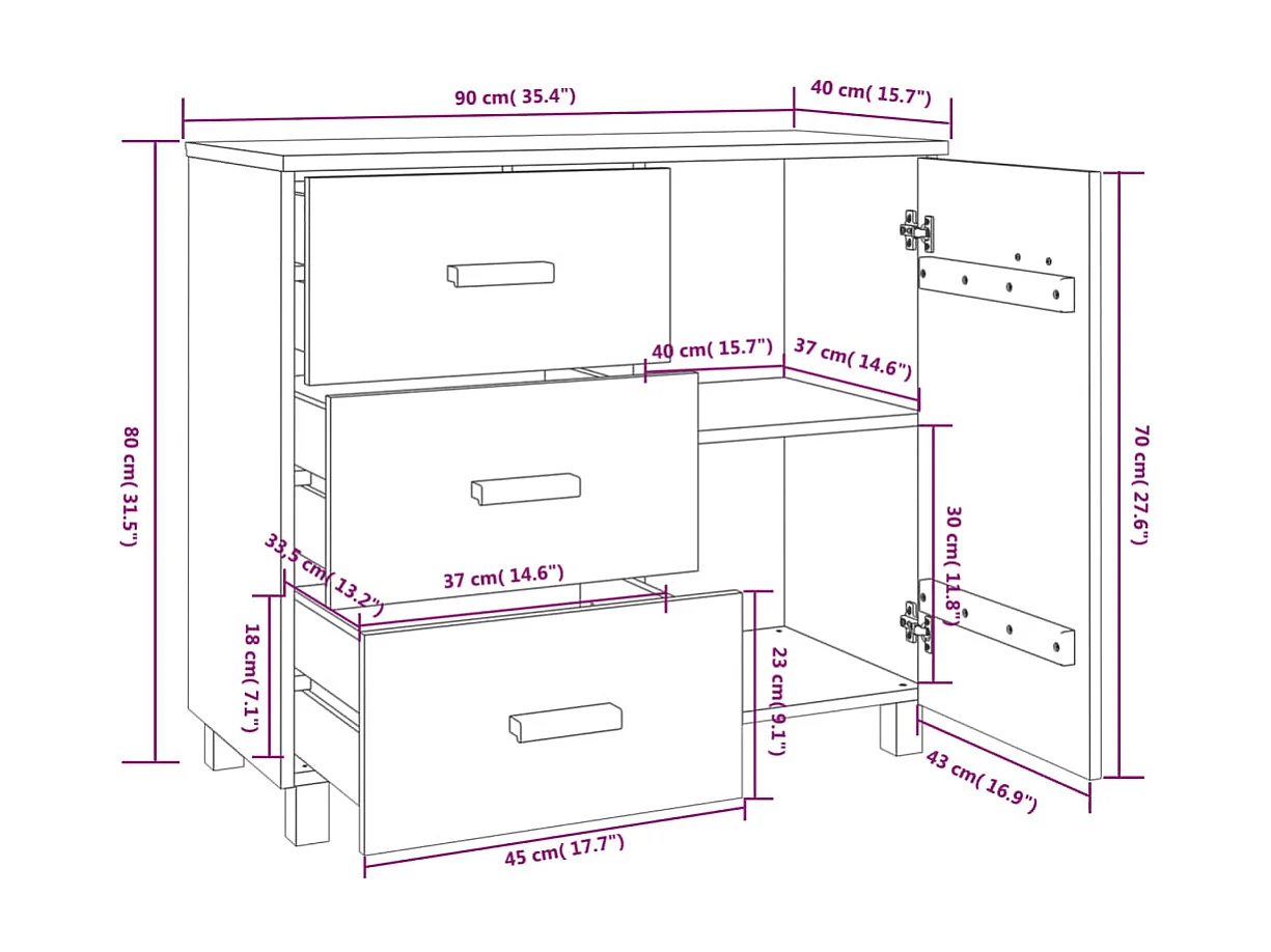 bahut commode armoire bois blanche 90 x 40 x 80 cm 02_0032135