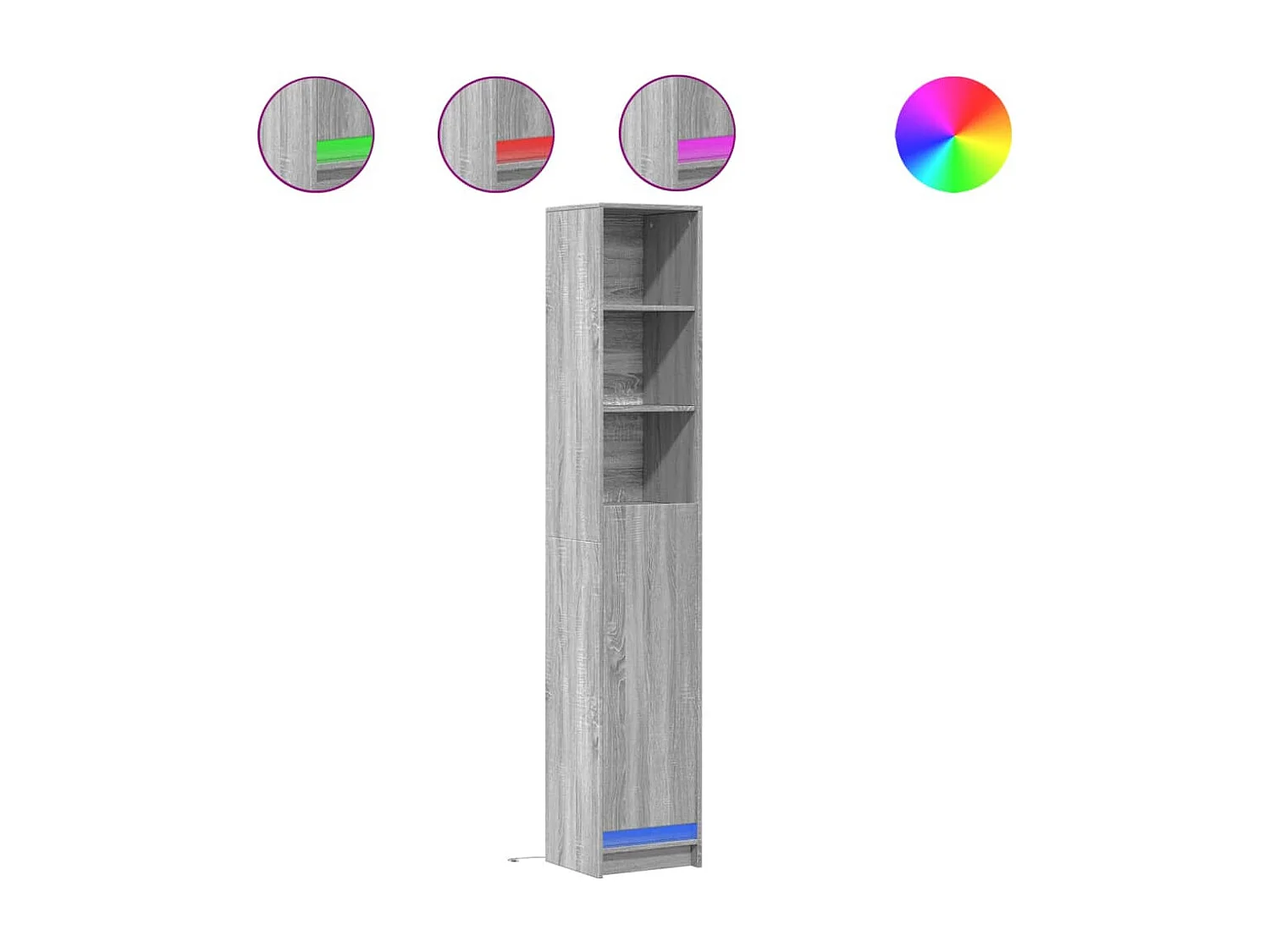 Buffet aparador cômoda armário organizador unidade cozinha sala sala com LED Sonoma 36 x 32,5 x 200 cm madeira trabalhada cinza 02_0029817