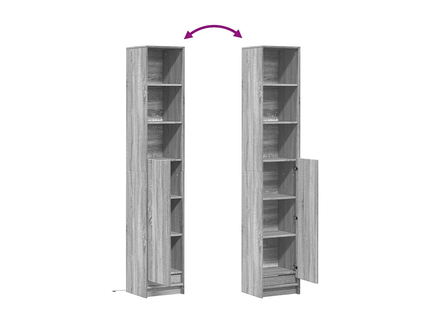 Buffet aparador cômoda armário organizador unidade cozinha sala sala com LED Sonoma 36 x 32,5 x 200 cm madeira trabalhada cinza 02_0029817