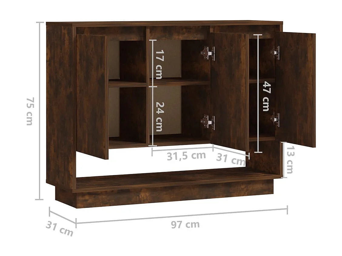 Credenza buffet cassettiera mobile contenitore organizer cucina soggiorno soggiorno 97 x 31 x 75 cm derivati ​​del legno marrone 02_0031136