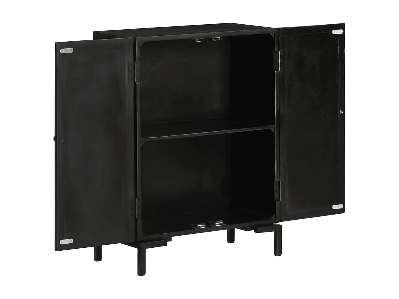 Aparador buffet cómoda mueble almacenaje organizador cocina salón salón 55 x 30 x 77 cm madera maciza de mango y hierro negro 02_0035952