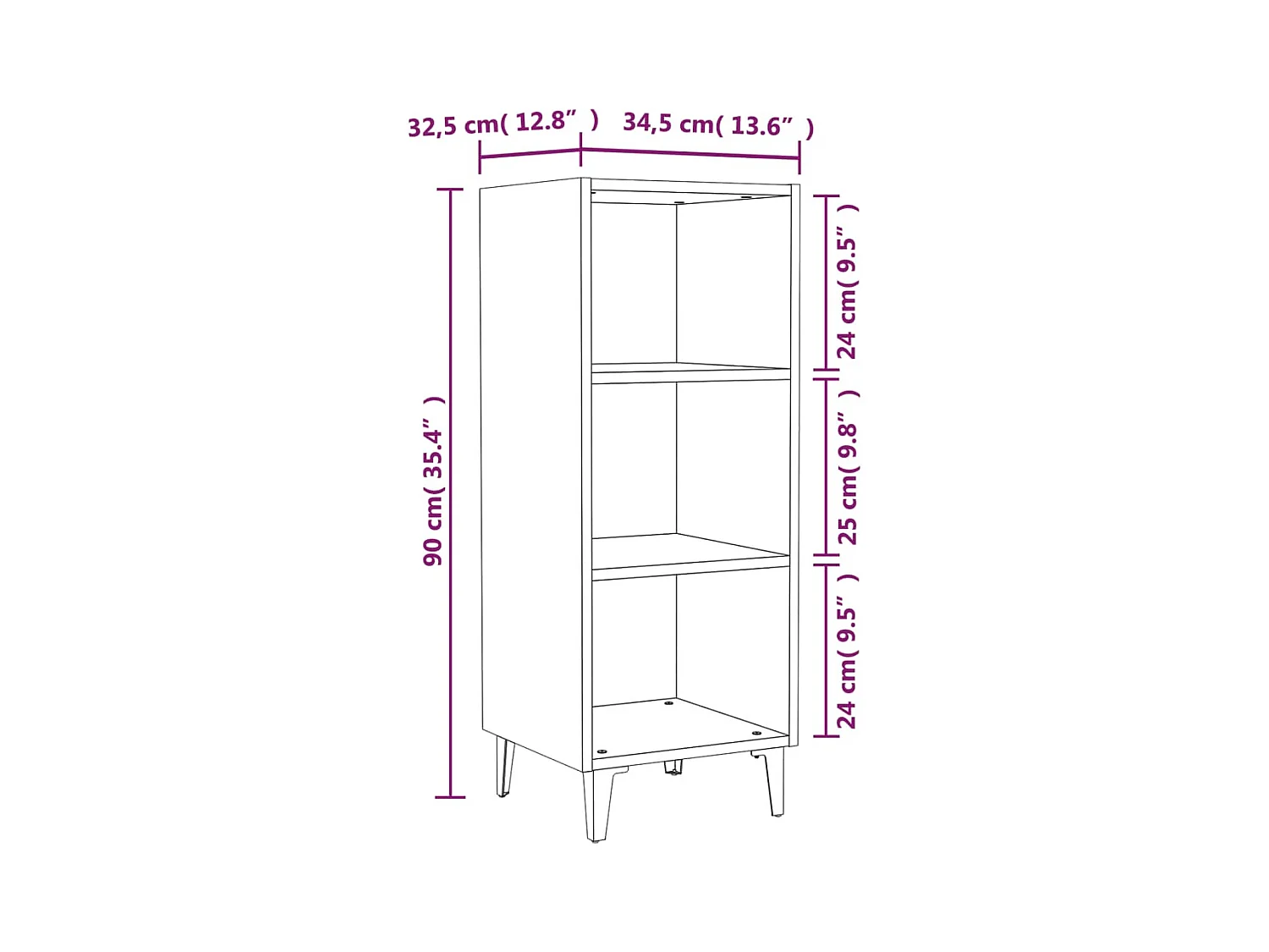 Aparador cómoda cómoda armario mueble organizador cocina salón salón Sonoma 34,5 x 32,5 x 90 cm madera contrachapada gris 02_0036294