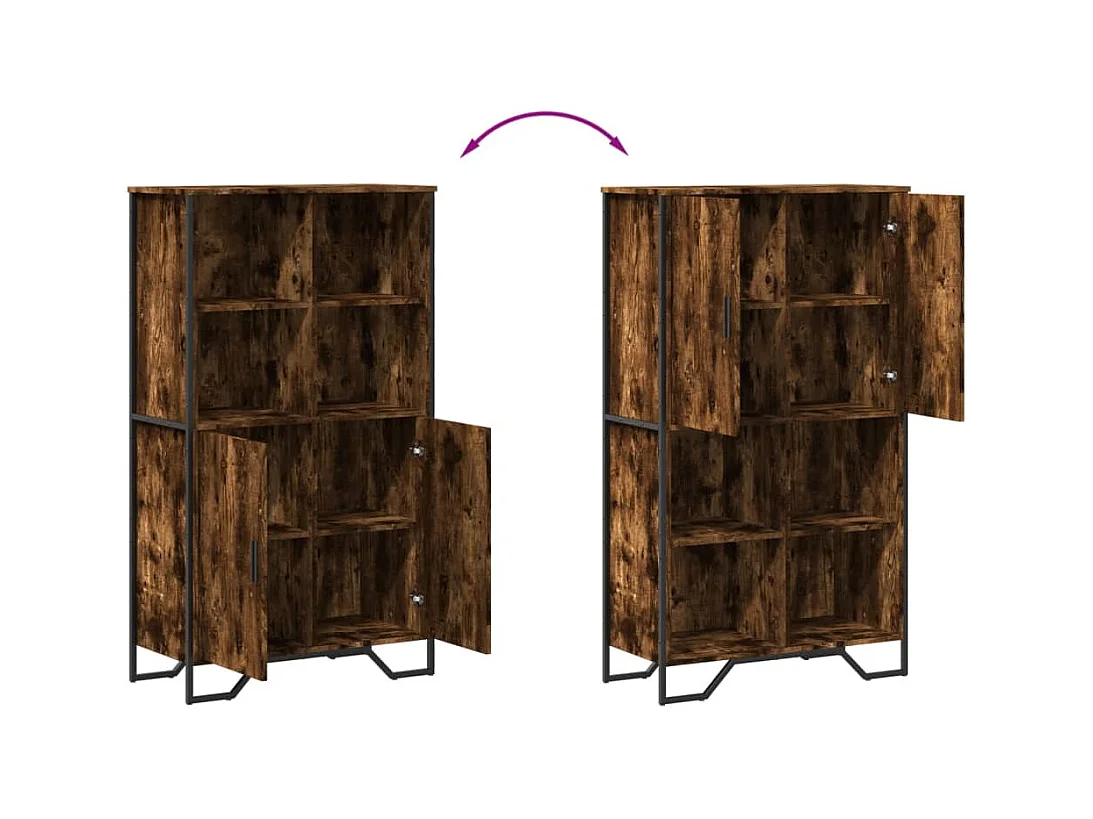 Aparador buffet cómoda mueble mueble de almacenaje organizador cocina salón salón alto 79,5 x 35,5 x 137,5 cm madera contrachapada marrón 02_0033560