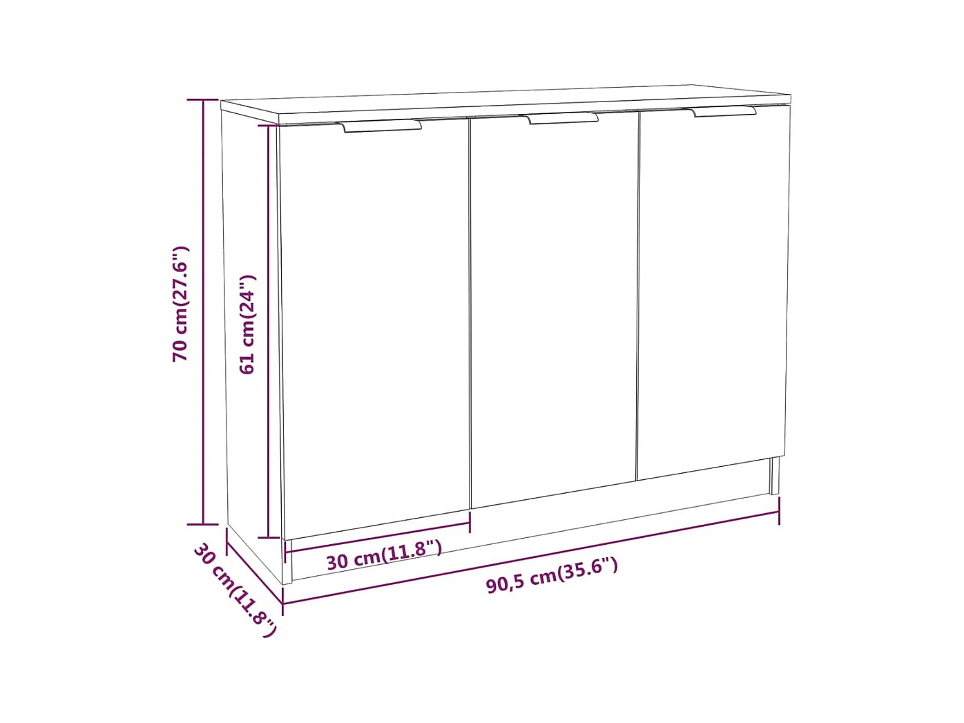 bahut commode armoire bois blanche 90.5 x 30 x 70 cm 02_0030527