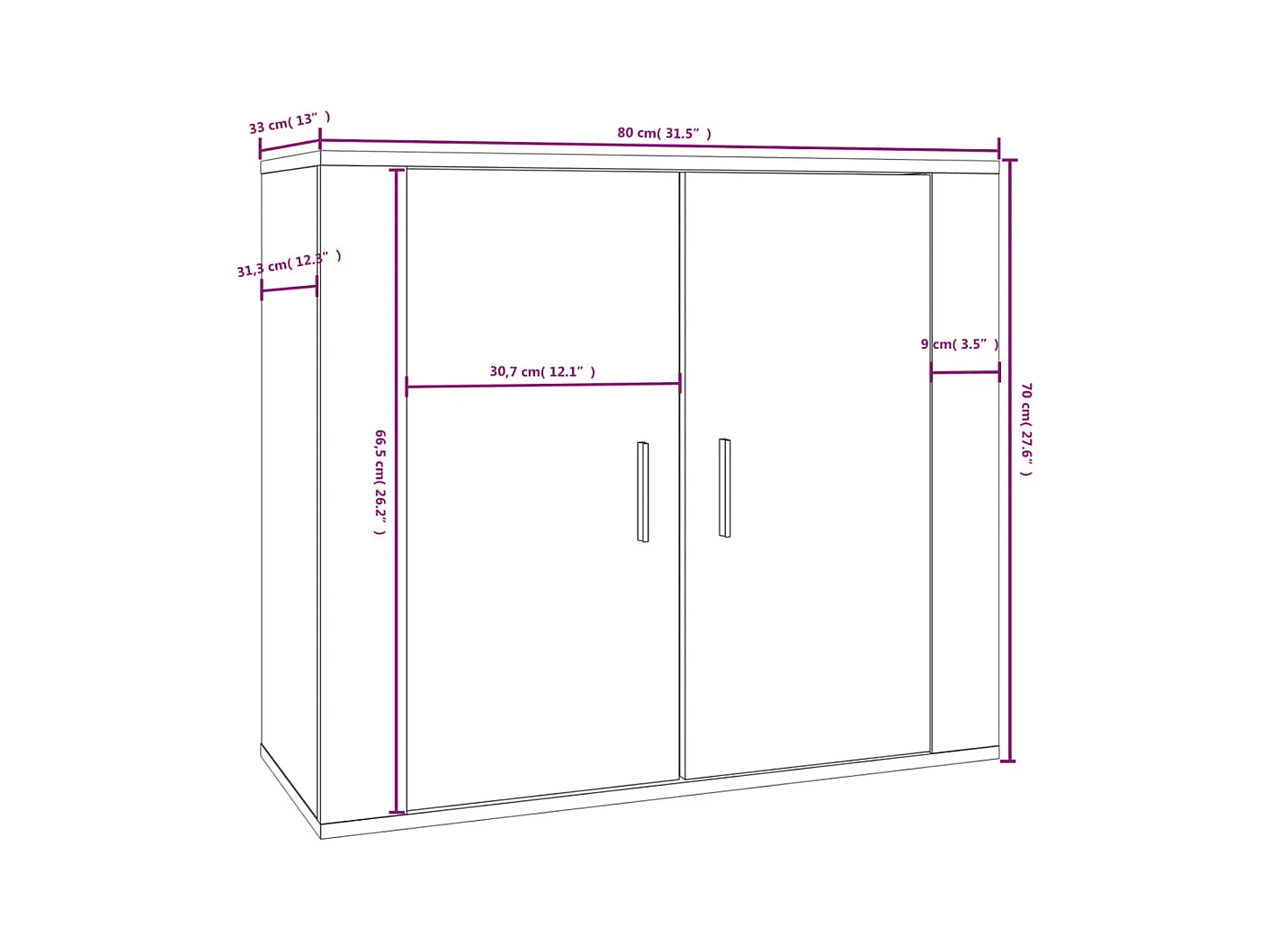 Credenza buffet cassettiera mobile contenitore organizer cucina soggiorno soggiorno 80 x 33 x 70 cm derivati ​​del legno bianco 02_0030512