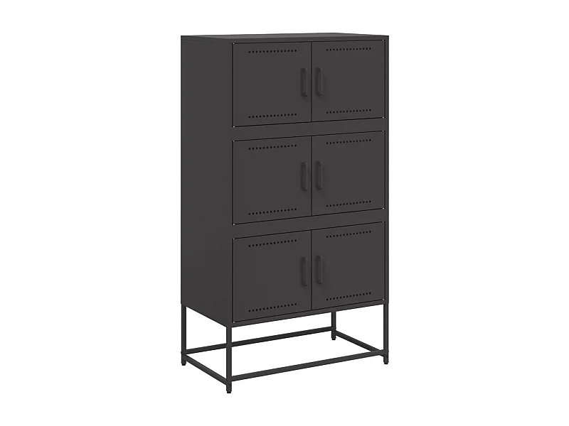 Buffet aparador cômoda armário unidade de armazenamento organizador cozinha sala sala 68,5 x 38,5 x 123,5 cm aço preto 02_0036017