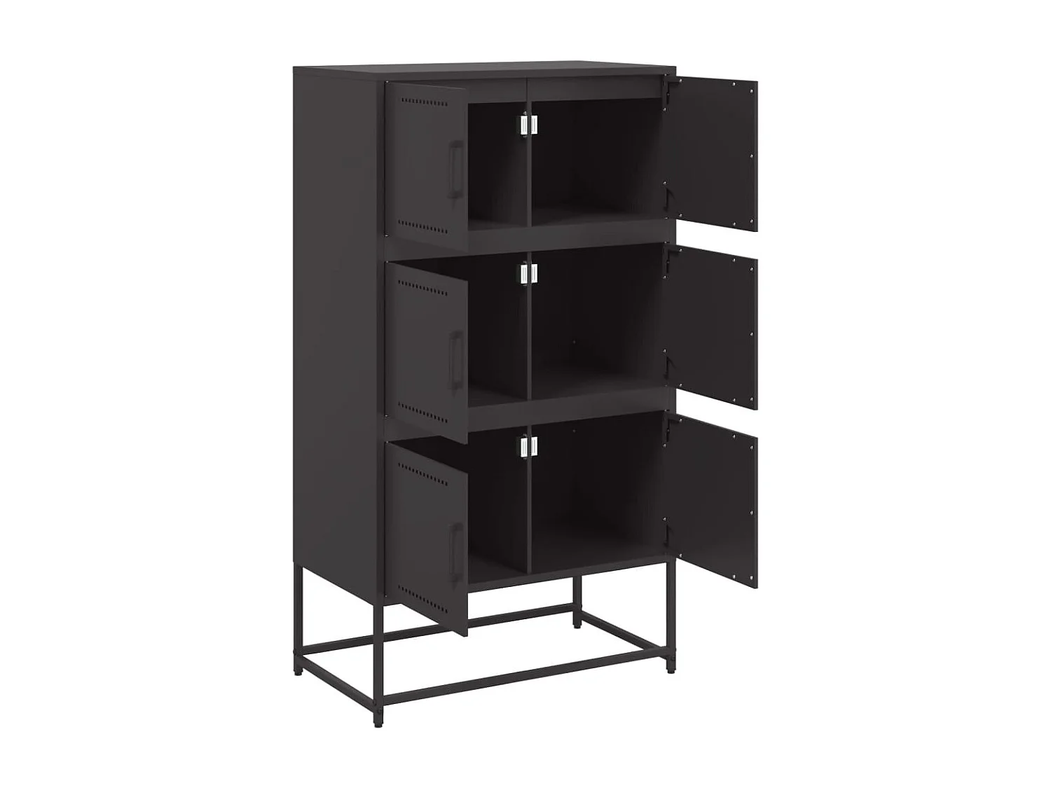 Aparador buffet cómoda mueble mueble de almacenamiento organizador cocina salón salón 68,5 x 38,5 x 123,5 cm acero negro 02_0036017