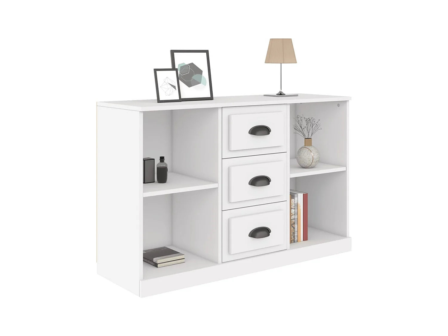Credenza cassettiera cassettiera mobile contenitore organizer cucina soggiorno soggiorno 104,5 x 35,5 x 67,5 cm derivati ​​del legno bianco 02_0030183