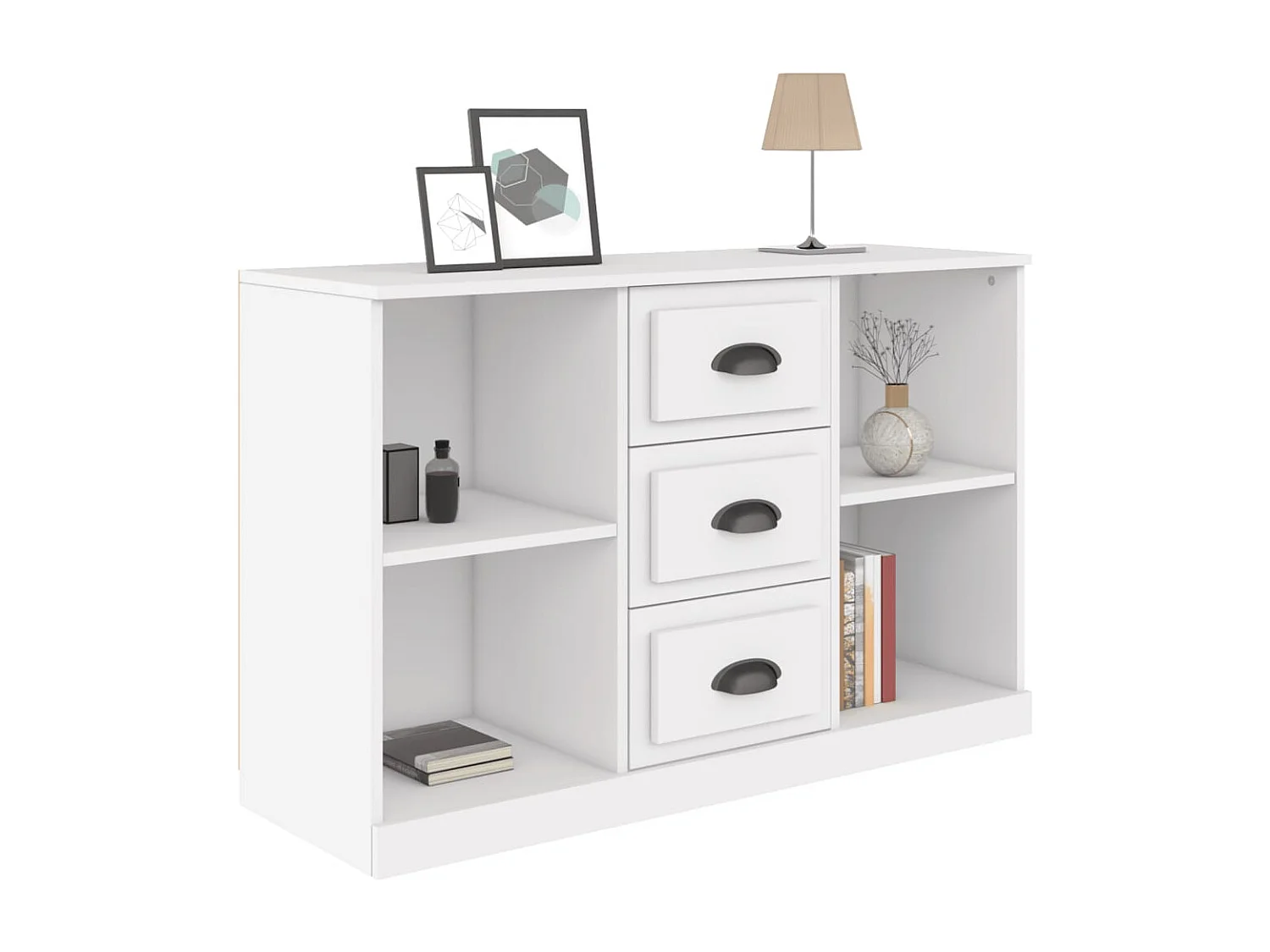 Credenza cassettiera cassettiera mobile contenitore organizer cucina soggiorno soggiorno 104,5 x 35,5 x 67,5 cm derivati ​​del legno bianco 02_0030183