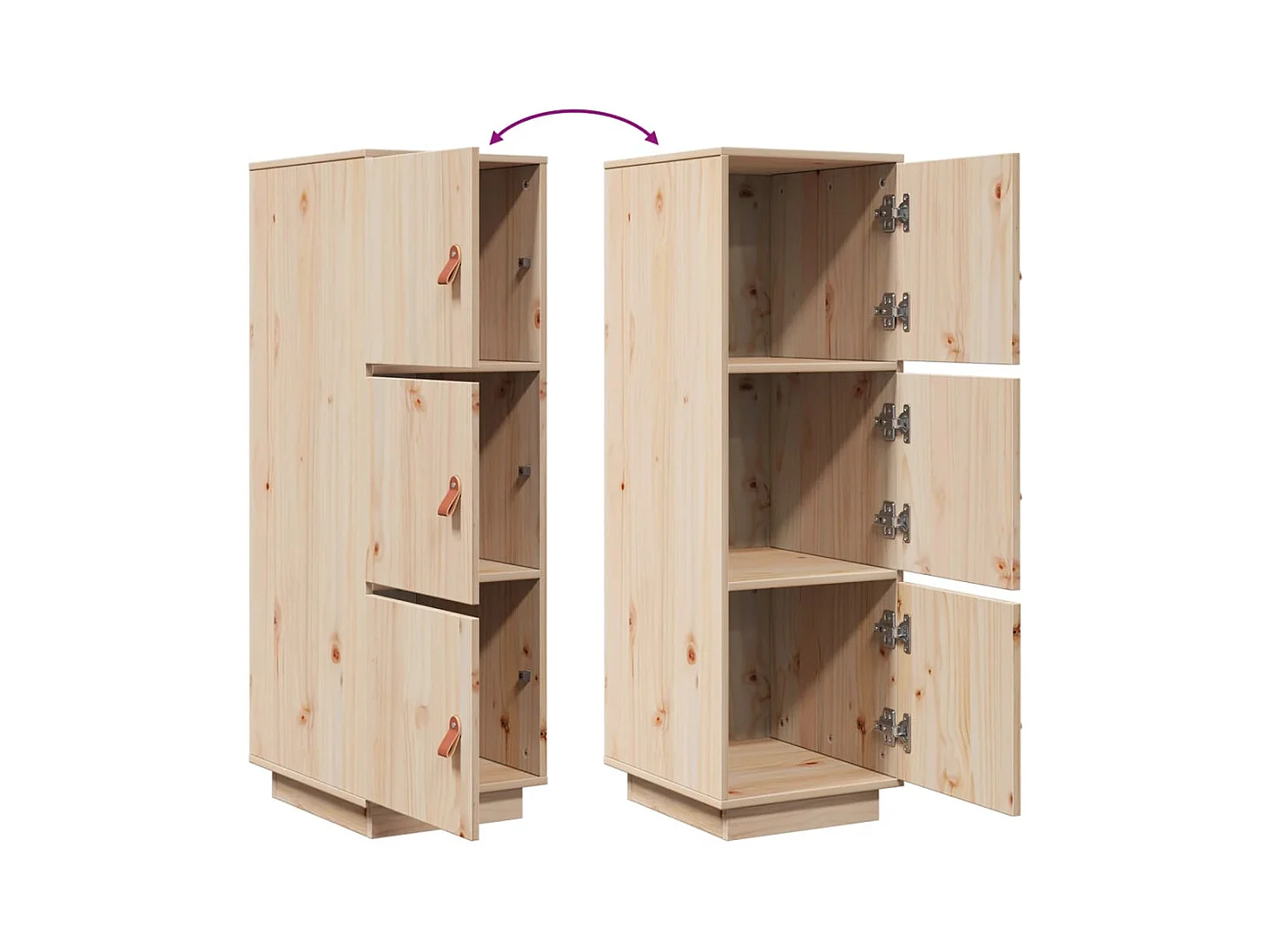 Aparador buffet cómoda armario mueble organizador cocina salón salón alto 34 x 40 x 108,5 cm madera maciza de pino marrón 02_0032185