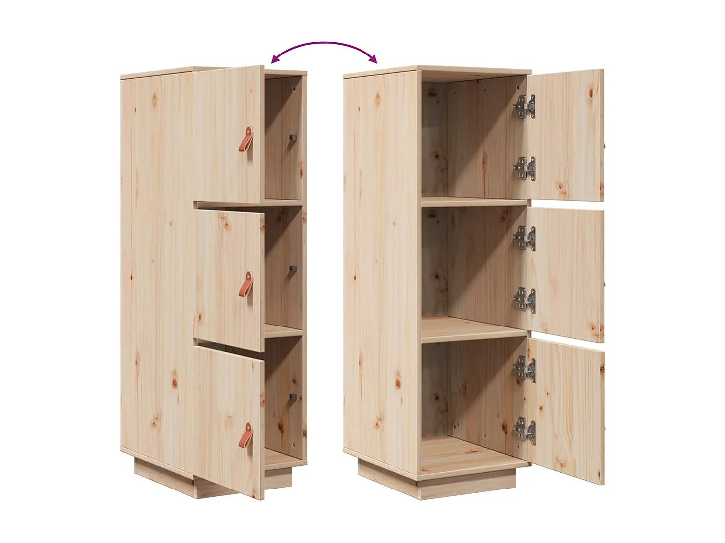 Credenza buffet cassettiera mobile contenitore organizer cucina soggiorno soggiorno alto 34 x 40 x 108,5 cm legno di pino massiccio marrone 02_0032185