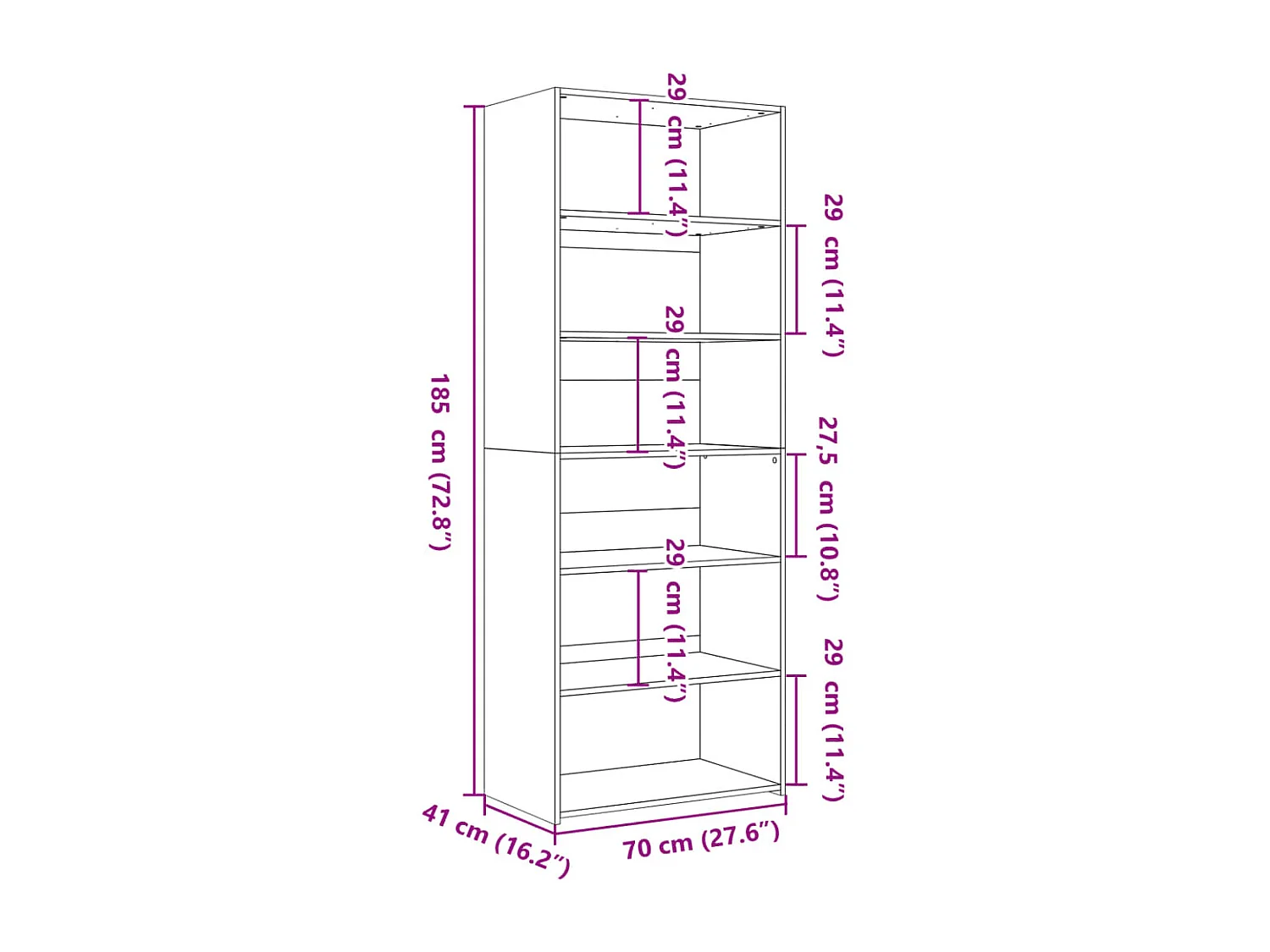 Buffet aparador cômoda armário organizador de unidade cozinha sala sala alta Sonoma 70 x 41 x 185 cm madeira trabalhada cinza 02_0035627
