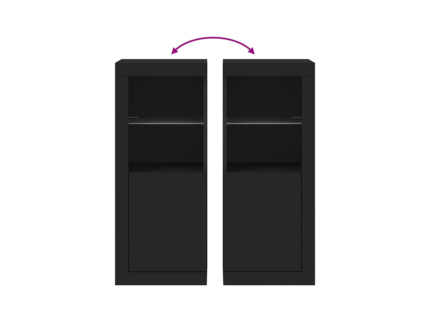 Buffet aparador cômoda armário organizador unidade cozinha sala sala com luzes LED 41 x 37 x 100 cm preto 02_0030036