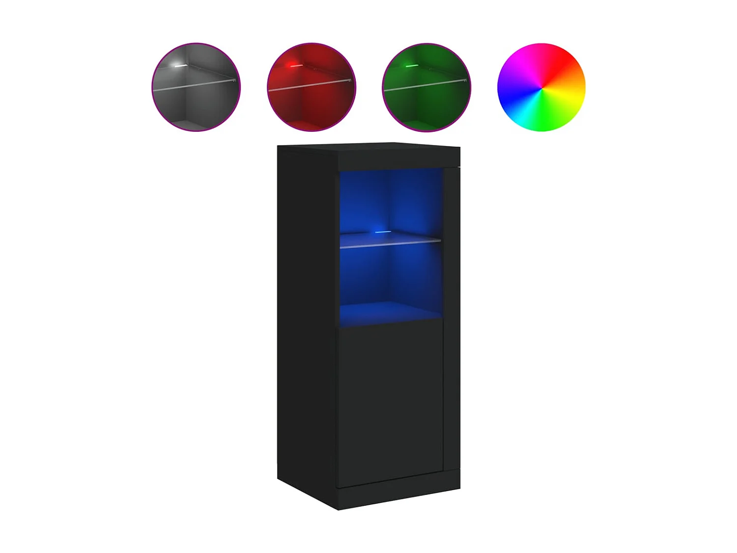 Buffet aparador cômoda armário organizador unidade cozinha sala sala com luzes LED 41 x 37 x 100 cm preto 02_0030036