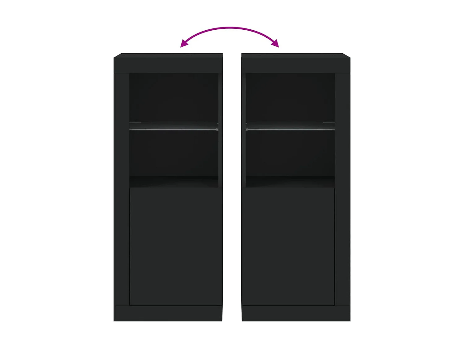 Buffet aparador cômoda armário organizador unidade cozinha sala sala com luzes LED 41 x 37 x 100 cm preto 02_0030036