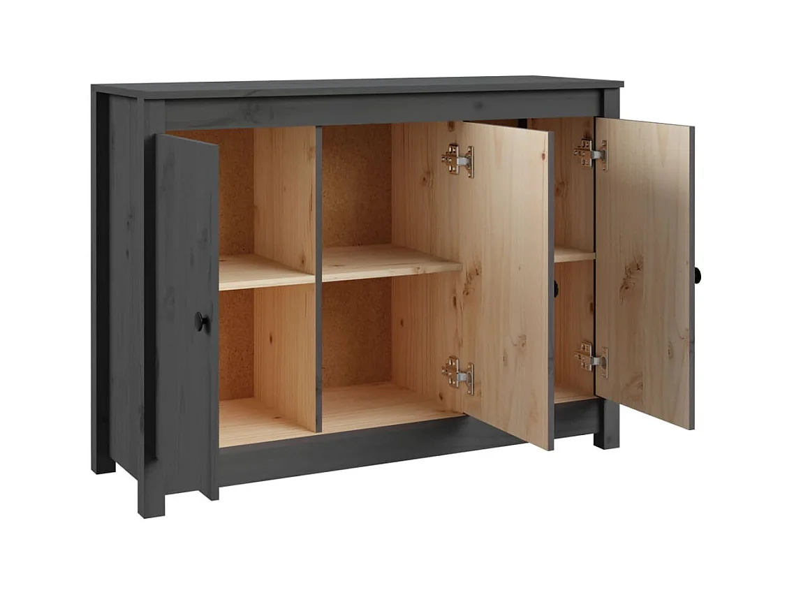 Credenza buffet cassettiera mobile contenitore organizer cucina soggiorno soggiorno 100 x 35 x 74 cm legno massello di pino grigio 02_0031763