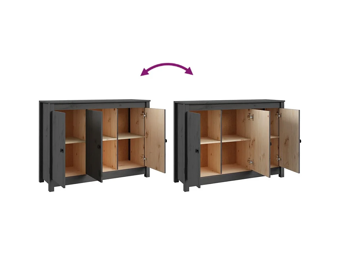 Credenza buffet cassettiera mobile contenitore organizer cucina soggiorno soggiorno 100 x 35 x 74 cm legno massello di pino grigio 02_0031763