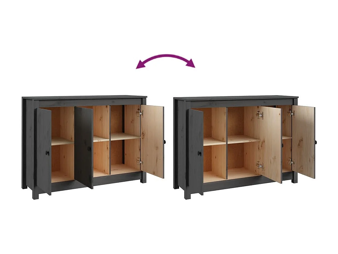 Credenza buffet cassettiera mobile contenitore organizer cucina soggiorno soggiorno 100 x 35 x 74 cm legno massello di pino grigio 02_0031763