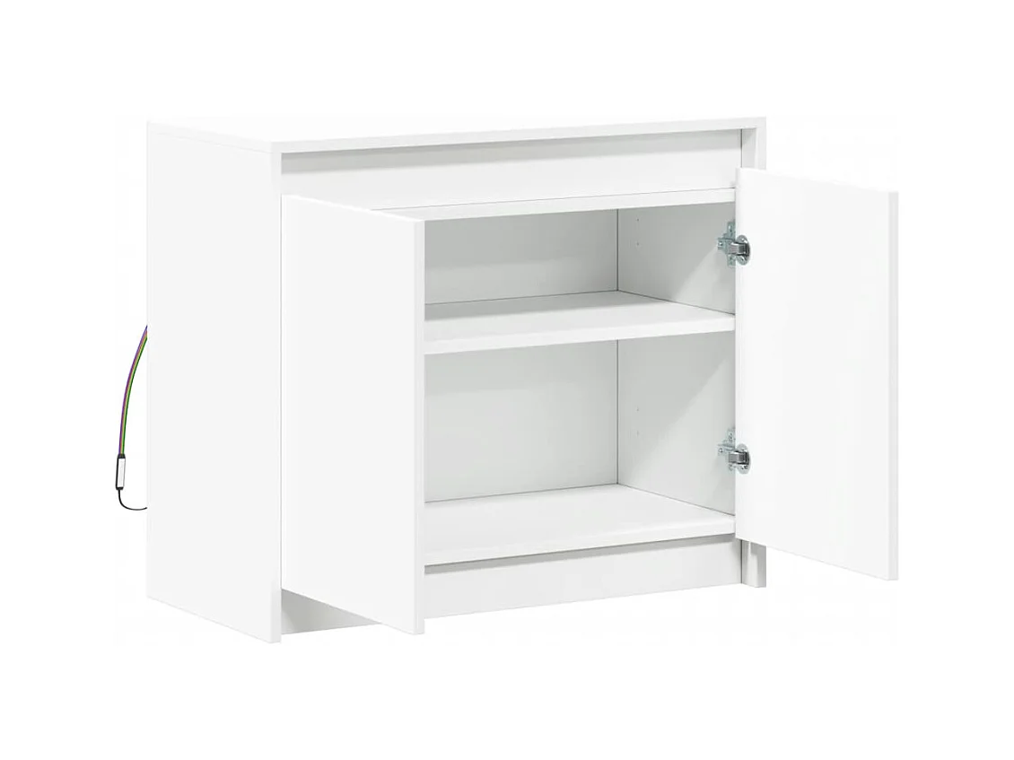 Credenza Credenza Cassettiera Armadietto Portaoggetti Organizer Cucina Soggiorno Soggiorno con LED 72 x 34 x 61 cm Legno composito bianco 02_0029774