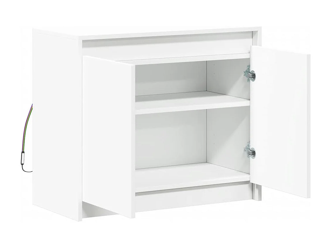 Aparador Cómoda Cómoda Armario Organizador Cocina Salón Salón con LED 72 x 34 x 61 cm Madera contrachapada Blanco 02_0029774