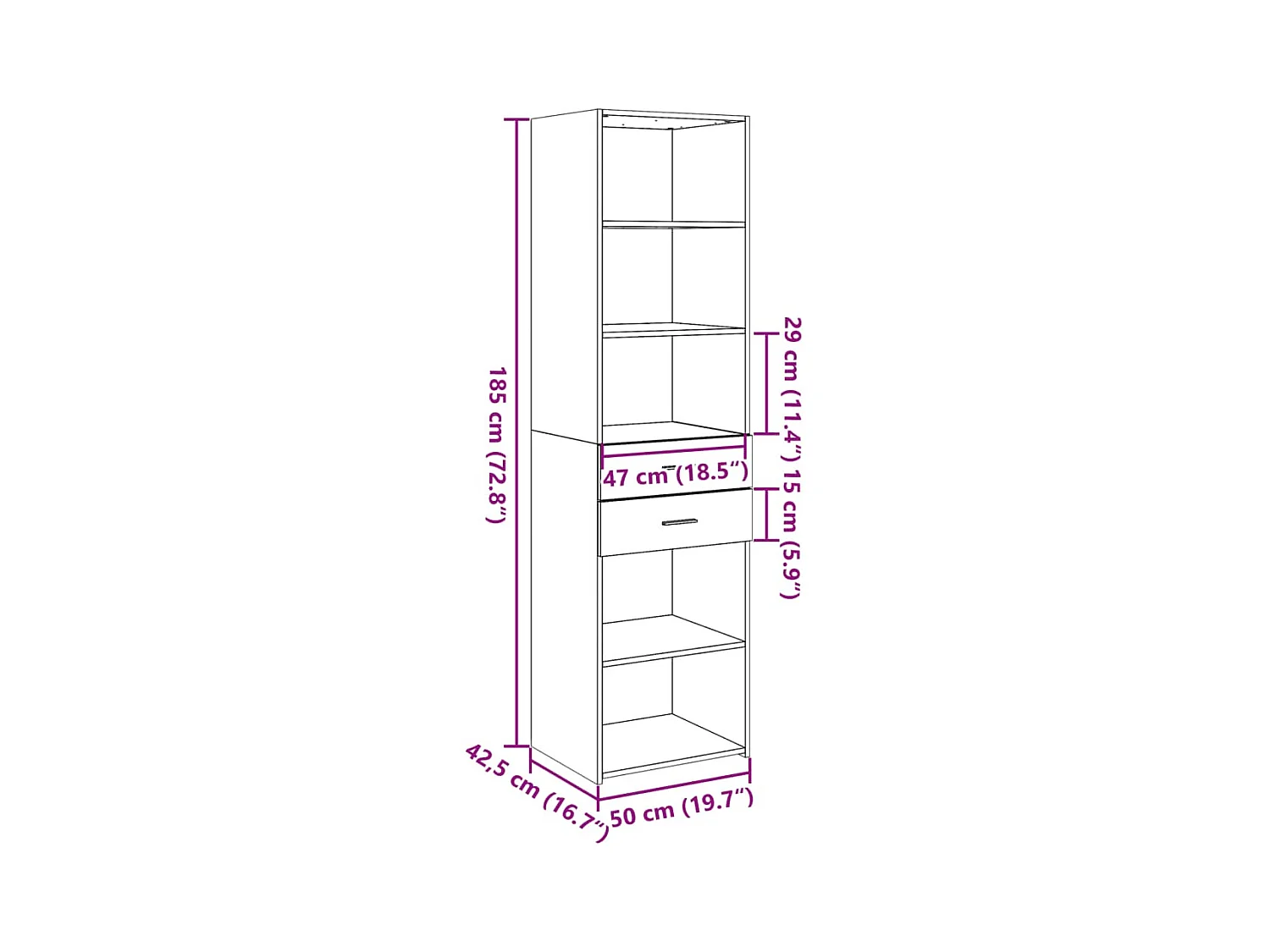 bahut commode armoire bois marron 50 x 42.5 x 185 cm 02_0034450