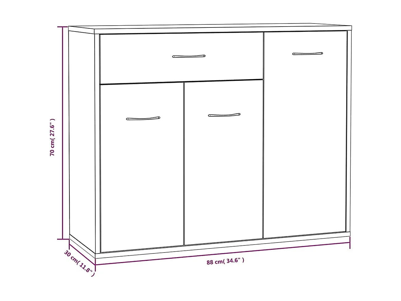 Aparador cômoda armário armário organizador cozinha sala salonsonoma 88 x 30 x 70 cm madeira trabalhada cinza 02_0036543
