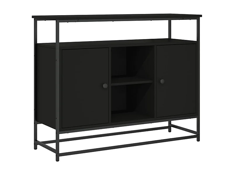 Buffet aparador cômoda armário unidade de armazenamento organizador cozinha sala de estar 100 x 35 x 80 cm madeira trabalhada preta 02_0035797