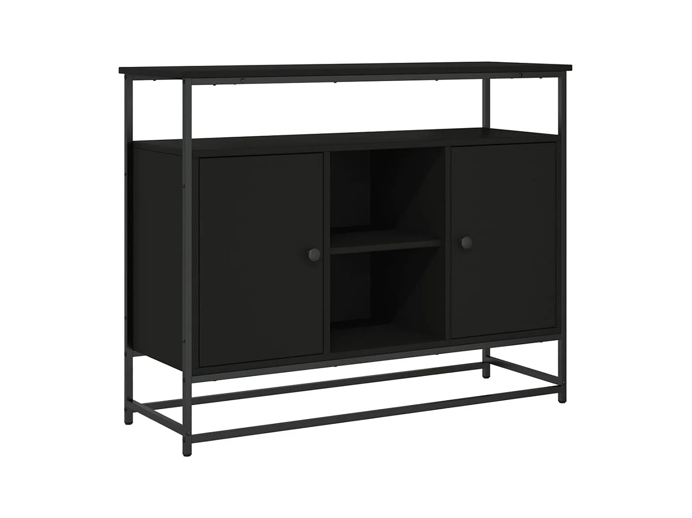 Credenza buffet cassettiera mobile contenitore organizer cucina soggiorno soggiorno 100 x 35 x 80 cm multistrato nero 02_0035797