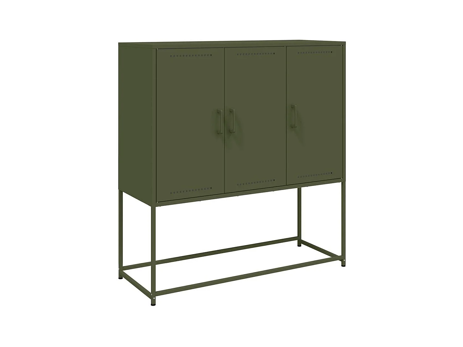Buffet aparador cômoda armário organizador unidade cozinha sala sala oliva alto 100,5 x 39 x 107 cm aço verde 02_0035642