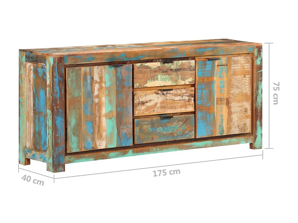 Aparador buffet cómoda mueble mueble de almacenaje organizador cocina salón salón 175 x 40 x 75 cm madera maciza recuperada marrón 02_0029562