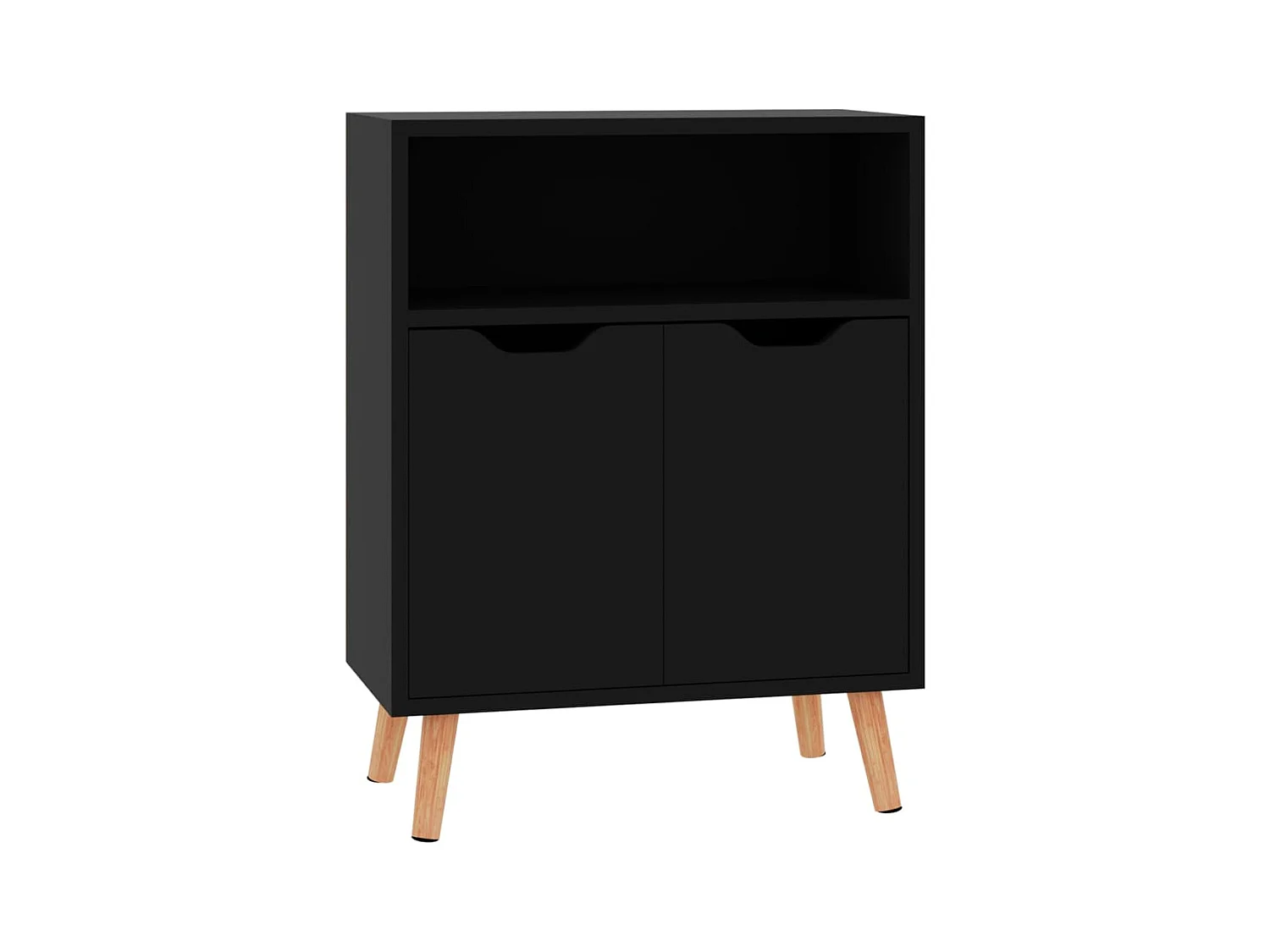 Aparador buffet cómoda mueble almacenaje organizador cocina salón brillante 60 x 30 x 72 cm madera contrachapada negro 02_0036166