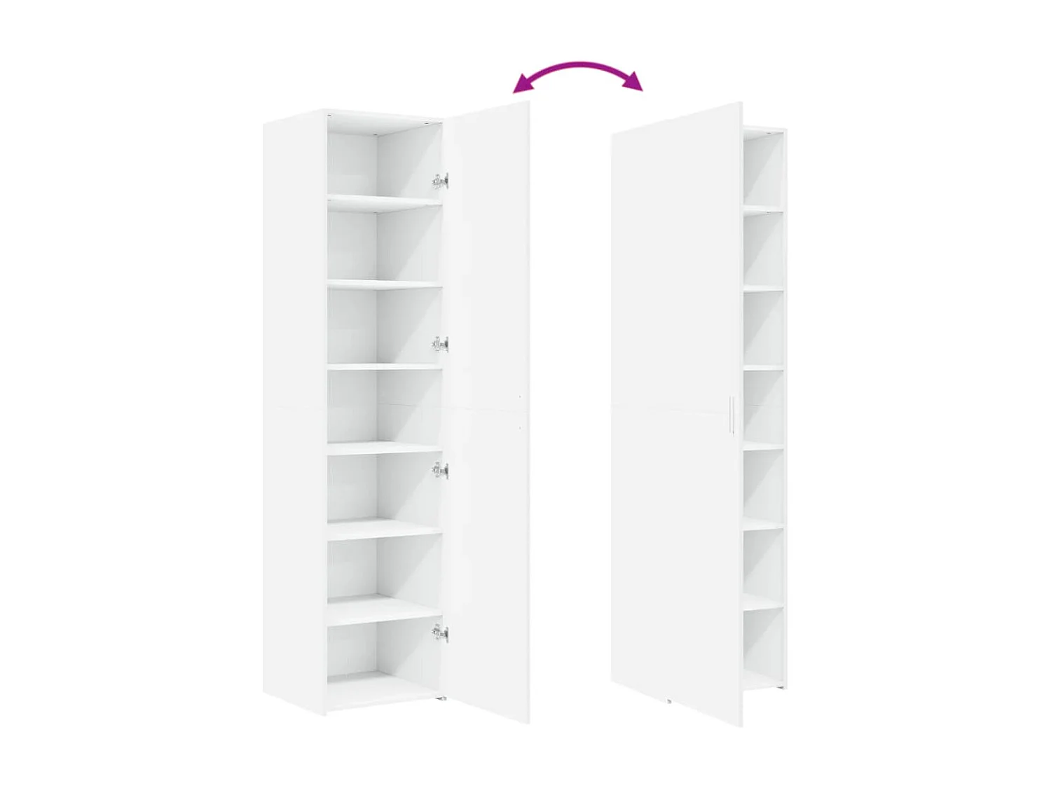 Aparador buffet cómoda armario mueble organizador cocina salón salón alto 45 x 42,5 x 185 cm madera contrachapada blanco 02_0032457