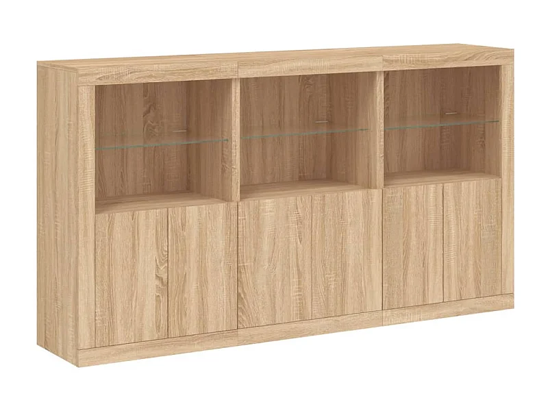 Buffet aparador cômoda armário organizador de unidade cozinha sala sala com luzes LED sonoma 181,5 x 37 x 100 cm marrom 02_0029948