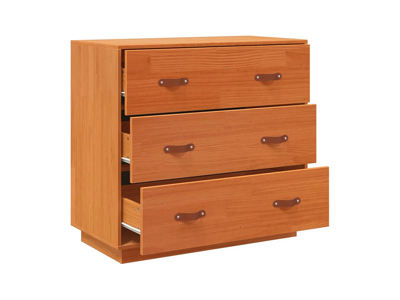 Credenza buffet cassettiera mobile contenitore organizer cucina soggiorno soggiorno cera 80 x 40 x 75 cm legno di pino massiccio marrone 02_0031743