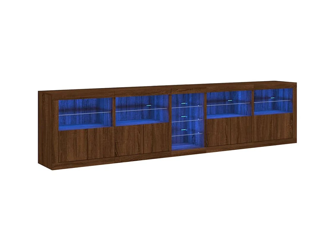 Aparador cômoda armário armário organizador cozinha sala sala com luzes LED 283 x 37 x 67 cm marrom 02_0029919