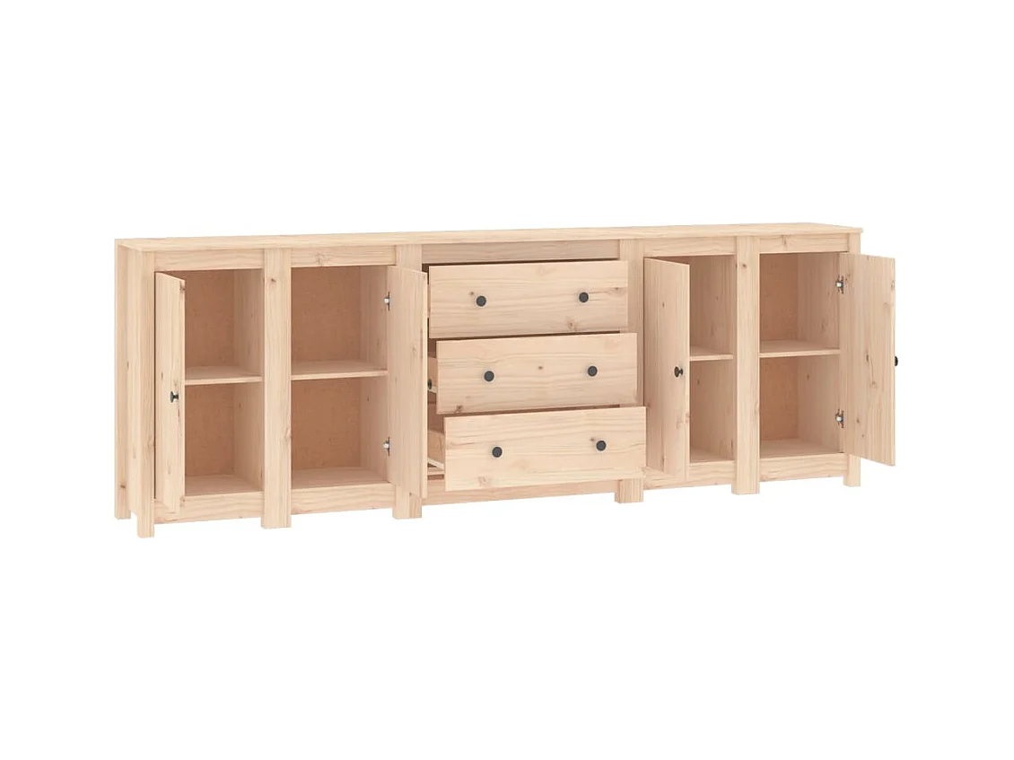 Buffet aparador cômoda armário organizador unidade cozinha sala sala 230 x 35 x 80 cm madeira maciça de pinho marrom 02_0029566