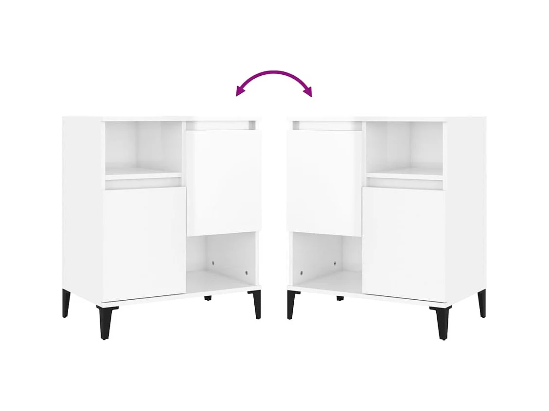 Aparador buffet cómoda mueble mueble de almacenaje organizador cocina salón salón brillante 60 x 35 x 70 cm madera contrachapada blanco 02_0030669