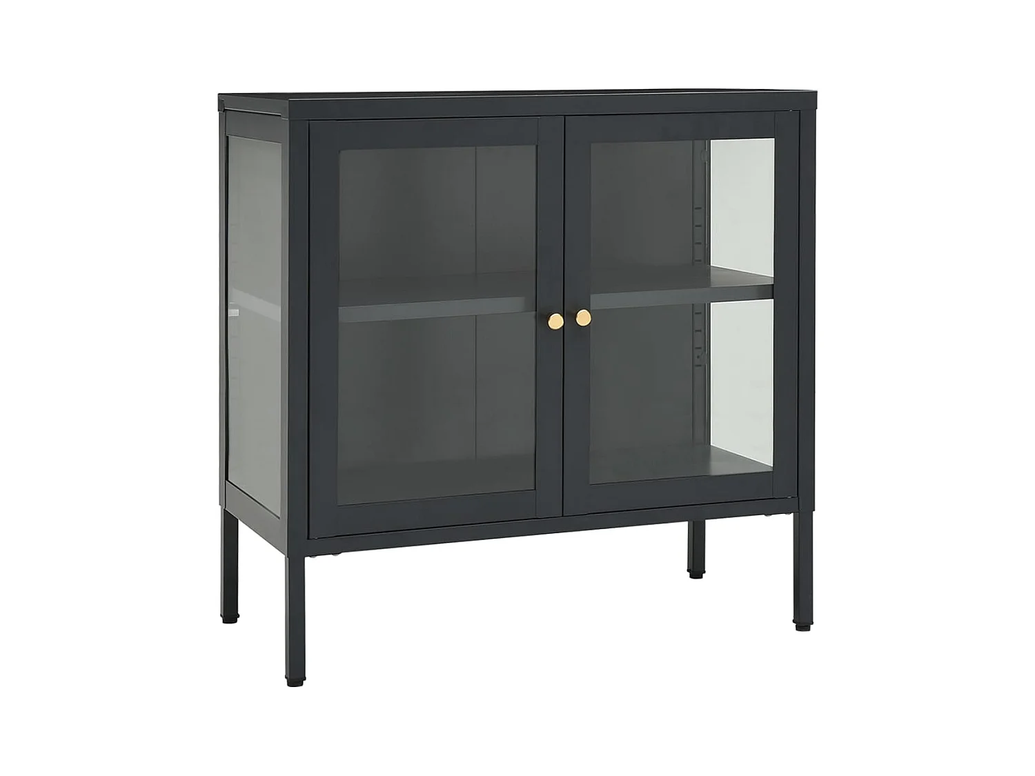 Aparador buffet cômoda armário organizador cozinha sala sala 70 x 35 x 70 cm aço e vidro antracite 02_0029709