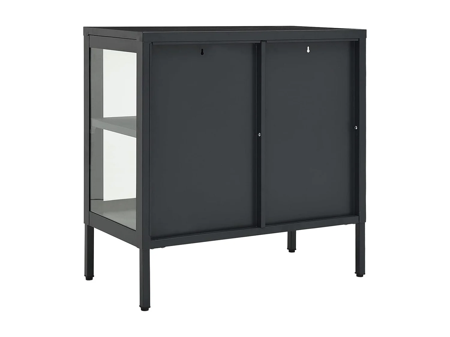Credenza buffet cassettiera mobile contenitore organizer cucina soggiorno soggiorno 70 x 35 x 70 cm acciaio e vetro antracite 02_0029709