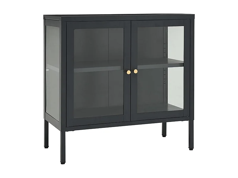 Aparador buffet cómoda armario mueble organizador cocina salón salón 70 x 35 x 70 cm acero y cristal antracita 02_0029709