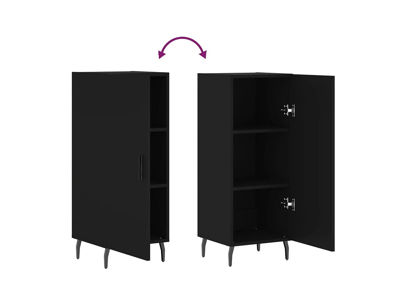 Aparador buffet cómoda armario mueble organizador cocina salón salón 34,5 x 34 x 90 cm madera contrachapada negra 02_0035886