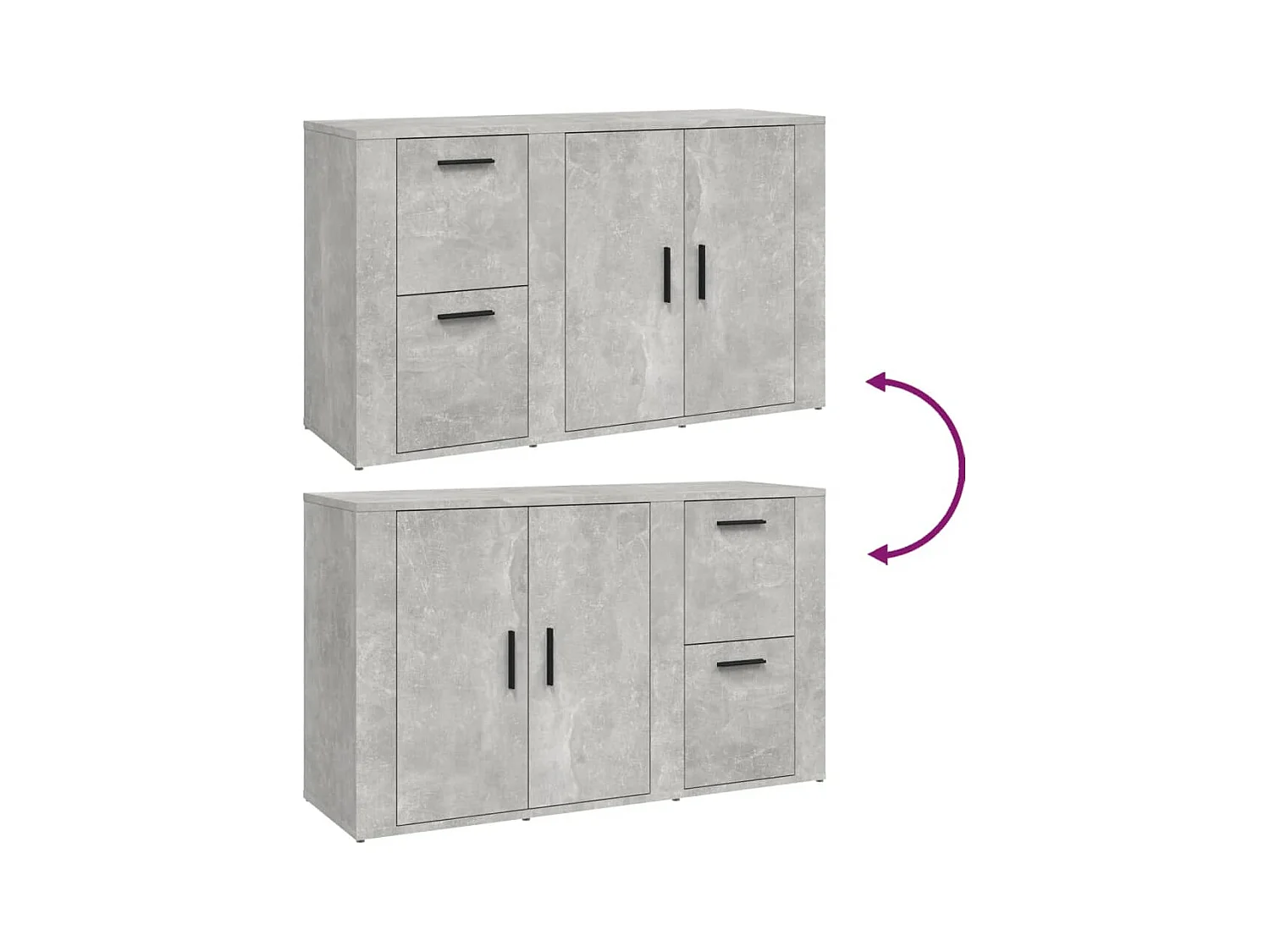 Aparador cômoda armário unidade de armazenamento organizador cozinha sala sala 100 x 33 x 59,5 cm madeira trabalhada cinza 02_0031821