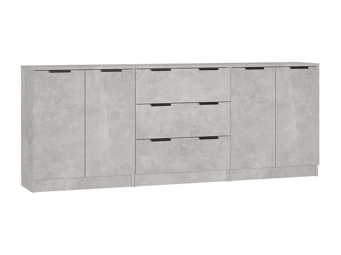 Credenza buffet cassettiera mobile contenitore organizer cucina soggiorno soggiorni 3 pz derivati ​​del legno grigio 02_0037131